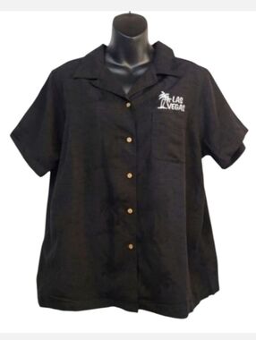Ultra Club Cabana Breeze Las Vegas Ladies Button Down Black Short ShortsleXL NWT